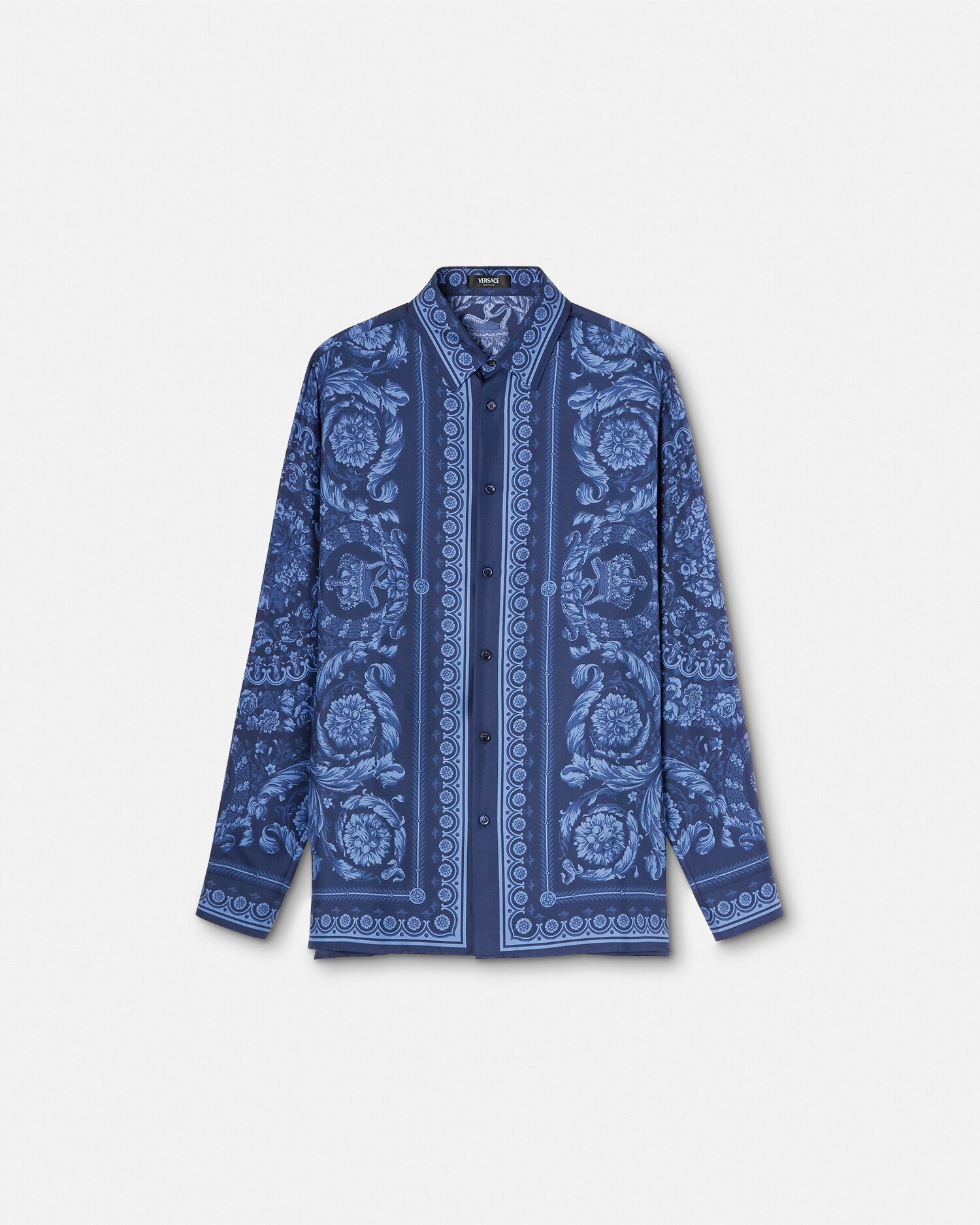 タグ付gianni versace バロックシルクシャツ 太陽 メデューサボタン 窺える