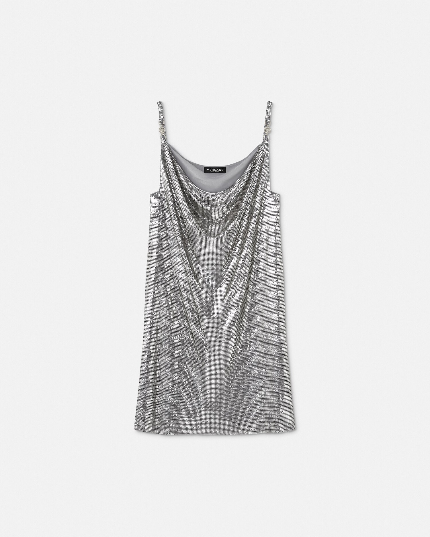 メタル メッシュ スリップ ミニ ドレス シルバー | VERSACE JP メタル メッシュ スリップ ミニ ドレス シルバー | VERSACE JP