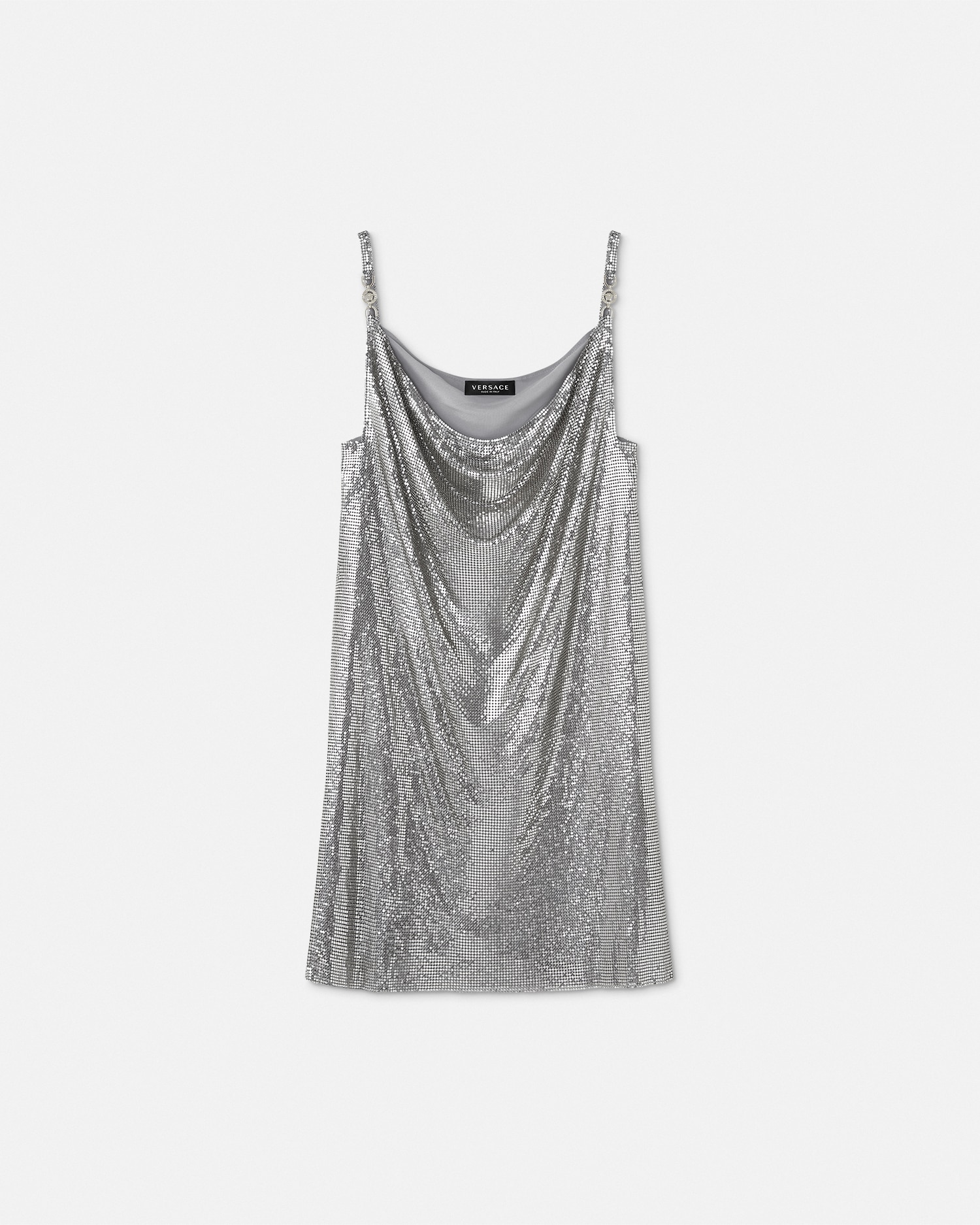 メタル メッシュ スリップ ミニ ドレス シルバー | VERSACE JP